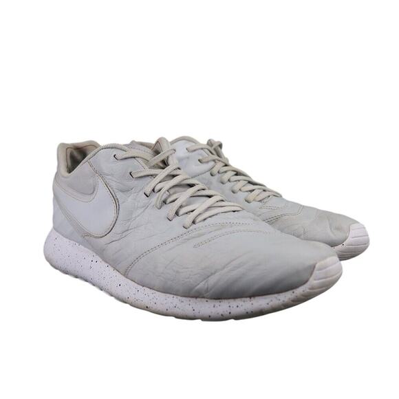 Nike Shoes Mens 13 Sneakers Roshe Tiempo VI Lifestyle Boot Triple White Leather - Picture 1 of 14